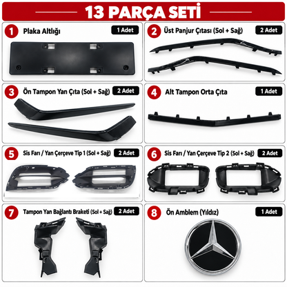 MERCEDES C SERİSİ W205 C63S ÖN TAMPON TAMİR SETİ A2058802240S3